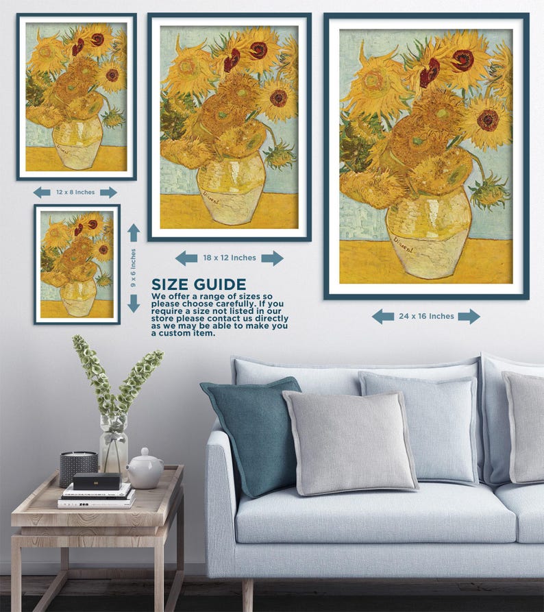 Set of Three Van Gogh Sunflower Prints - 3 Classic Paintings - Photo Poster Wall Art Gift Giclée Museum Quality - Sun Flower Vase #ATTEMPT2 Bild 3