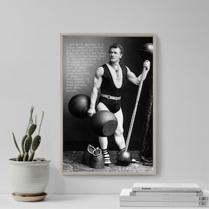 Original Motivational Bodybuilding Print 14  &quot;A well built physique...&quot;  Art Print Photo Poster Gift Home Motivation Weight Lifting Gym