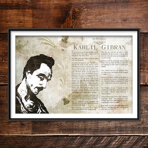 Kahlil Gibran Greatest Quotes - Original Art Print Featuring His Deepest Wisdom - Beautiful Glossy Photo Poster Gift The Prophet Poet Poetry