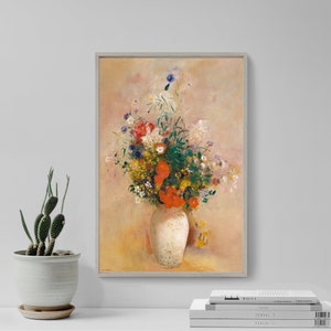 Odilon Redon - Vase of Flowers Pink Background (1906) - Reproduction of a Classic Painting - Photo Poster Print Art Gift - French Symbolist