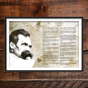 Friedrich Nietzsche Greatest Quotes - Original Art Print Featuring His Deepest Wisdom - Beautiful Glossy Photo Poster Gift Nihilism