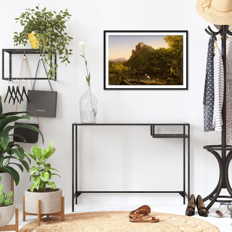 Thomas Cole - The Mountain Ford (1846) - Classic Painting Photo Poster Print Art Gift Wall Art Home Decor - Horse in River image 4
