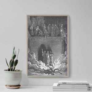 Gustave Dore - Shadrach Meshach and Abednego in the Furnace (1866) - Drawing Photo Poster Print Art Gift Home Museum Gallery Giclee Bible