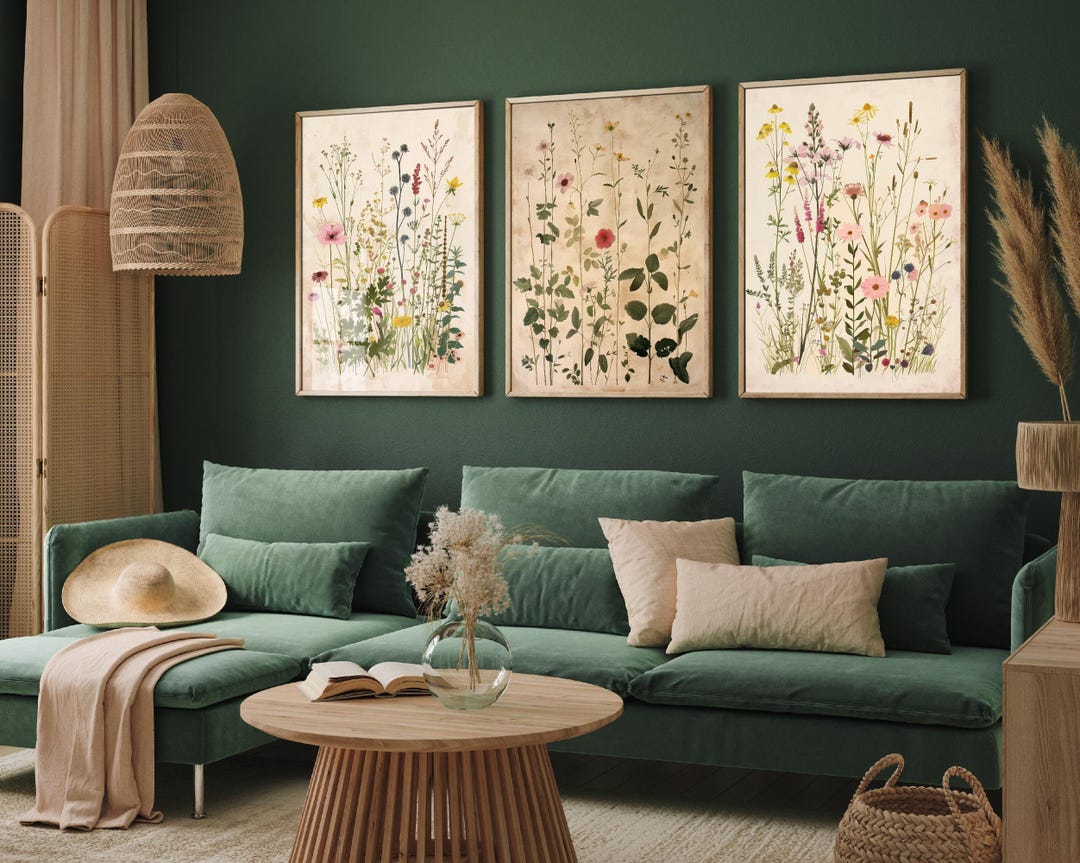 Set of Three Vintage Wildflower Prints V5 - INSTANT DOWNLOAD - Set of 3 ...