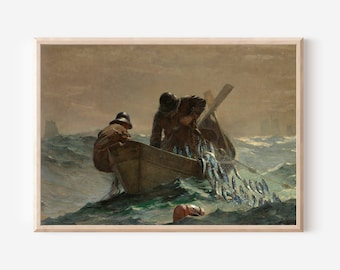 ニシン網 - ウィンスロー・ホーマーの手描き油絵複製、魚を捕る漁師