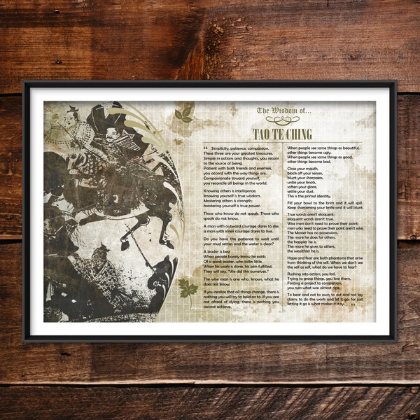 The Tao Te Ching Greatest Quotes - Original Art Print Featuring His Deepest Wisdom - Photo Poster Gift Dao de Jing Lao Tzu Laozi Chinese