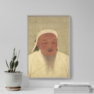 Genghis Khan Portrait (14th century) - Classic Painting Photo Poster Print Art Gift Home Wall Decor Giclée Museum - Mongol Empire Great