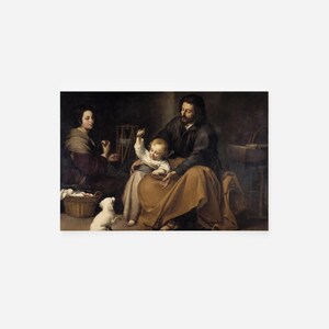 Bartolome Esteban Murillo - The Holy Family With A Bird (1650) - Art Print Poster Painting - Museum Quality Giclee Home Wall Décor