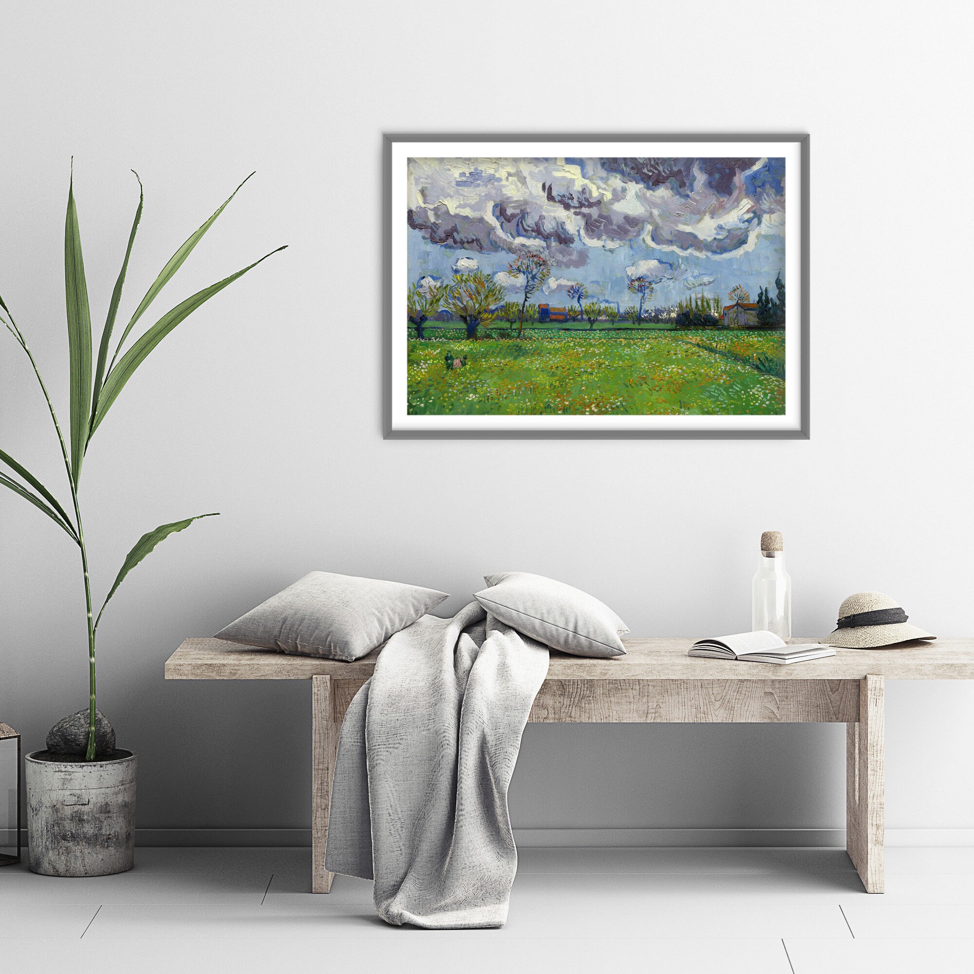 Vincent Van Gogh Meadow With Flowers Under a Storm Sky | Etsy UK