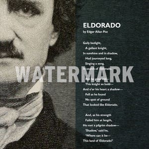 Edgar Allan Poe Poem - Eldorado - Poster Original Art Print Photo ...