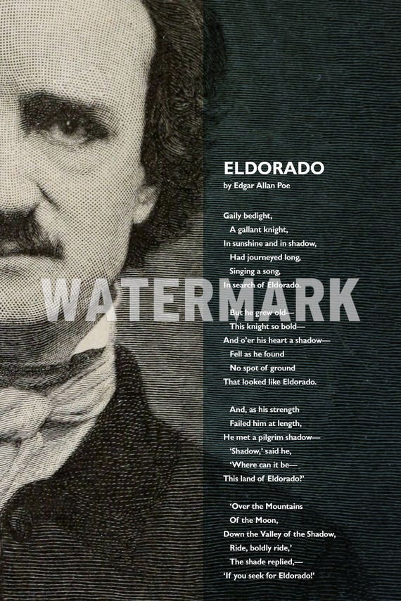 Edgar Allan Poe Poem Eldorado Poster Original Art Print | Etsy