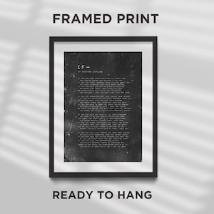FRAMED PRINT - Rudyard Kipling Poem - If - Simple Grit - Poster Original Art Print Photo Wall Home Decor Poem - Ready to Hang Black Frame