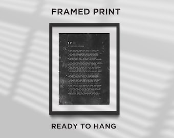 FRAMED PRINT - Rudyard Kipling Poem - If - Simple Grit - Poster Original Art Print Photo Wall Home Decor Poem - Ready to Hang Black Frame