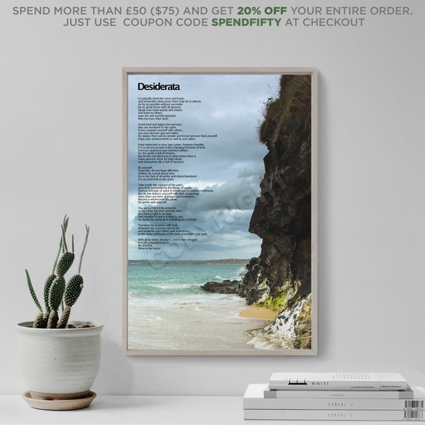 Desiderata Poem 2 (The Cliff)- Art Print Poster Gift Photo Quote Wall Home Decor - Motivation Inspiration Motivational Sea Ocean