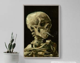 Vincent Van Gogh - Skull of a Skeleton with Burning Cigarette (1885) - Classic Painting Photo Poster Print Art Gift Wall Home Decor - Goff