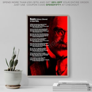 Rudyard Kipling Poem - Boots - Poster Original Art Print Photo Poésie