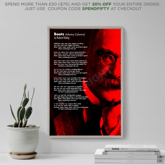 Rudyard Kipling Poem Boots Poster Original Art Print Photo Etsy