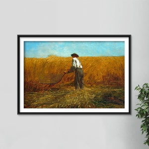 Winslow Homer - The Veteran in a New Field (1865) - Classic Painting Photo Poster Print Art Gift Wall Home Decor - Farming Post Civil War