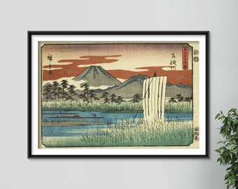 Utagawa Hiroshige - The Sagami River Sagamigawa / Views of Mount Fuji (1852) - Painting Poster Print Art Gift Giclée Japan Japanese Ukiyo-e