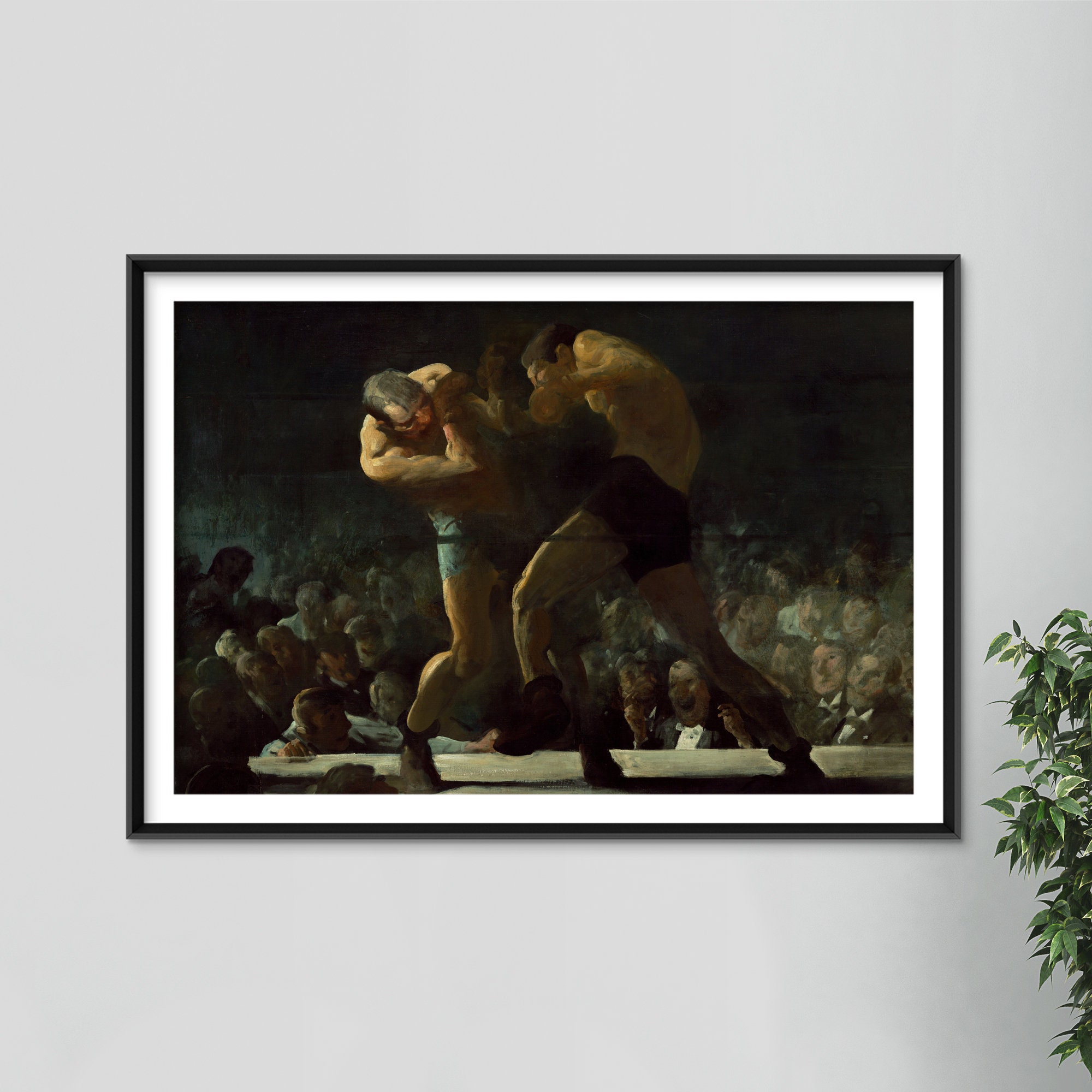 George Bellows - Club Night (1907) - Classic Painting Photo Poster Print Art Gift Home Wall Decor - Boxing MMA Martial Arts Historic Boxers