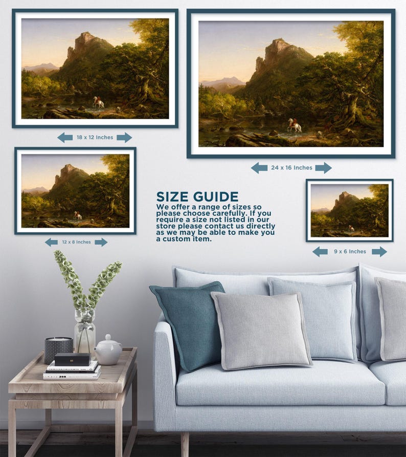 Thomas Cole - The Mountain Ford (1846) - Classic Painting Photo Poster Print Art Gift Wall Art Home Decor - Horse in River image 5