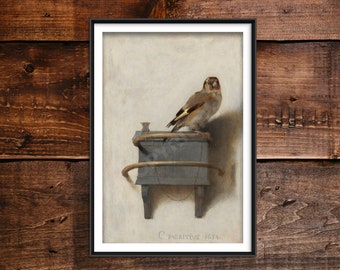 Carel Fabritius Classic Painting - The Goldfinch (1654) - Photo Poster Print Art Gift Animal Bird