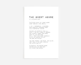 Rumi Poem - The Guest House - White - Art Print Poster Painting - Museum Quality Giclee Home Wall Décor