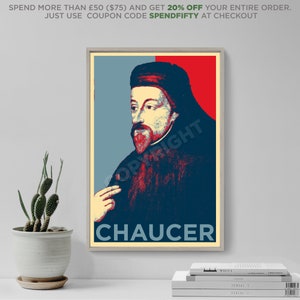 Geoffrey Chaucer Original Art Print - Photo Poster Gift The Canterbury Tales