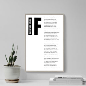 Rudyard Kipling Poem - If - Pure White - Poster Original Art Print Photo Wall Home Decor - Poem for Boys, Inspiration, Motivation