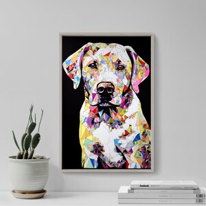 Painting of A Labrador Retriever Covered in Colorful Pieces of Paper 5 - Art Print Poster Painting - Giclee Home Wall Décor