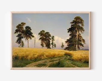 Ivan Shishkin - Rye or Lekarevo Field, Elabuga County (1878) - Painting Photo Poster Print Art Gift Home Museum Giclée