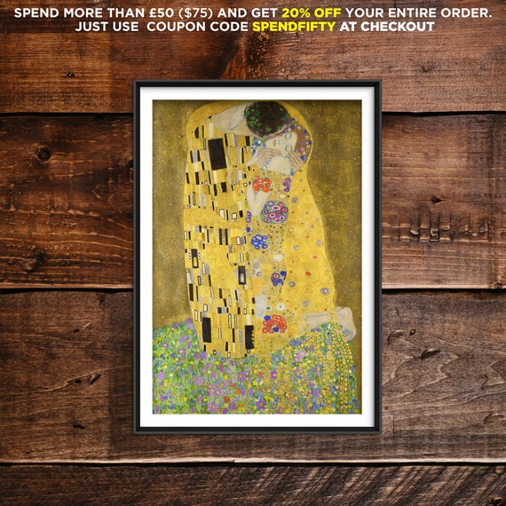 Gustav Klimt Kiss キャンバス ウォールアート ピクチャー