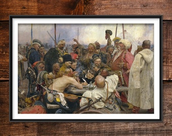 Ilya Repin - The Zaporozhye Cossacks Replying to the Sultan (1891) - Classic Painting Photo Poster Print Art Gift Home Wall Decor