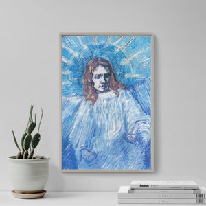 Vincent Van Gogh - Half Figure of an Angel after Rembrandt (1889) - Art Print Painting Poster Wall Decor - Goff Religion Christian