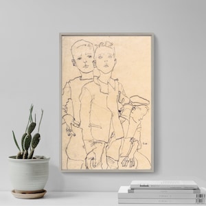 Egon Schiele - Three Street Boys (1910) - Classic Painting Photo Poster Print Art Gift Wall Home Decor