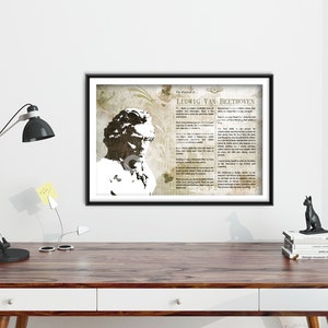 The Wisdom of Ludwig Van Beethoven - Original Art Print Featuring His Greatest Quotes - Beautiful Glossy Photo Poster Gift Composer Music image 2