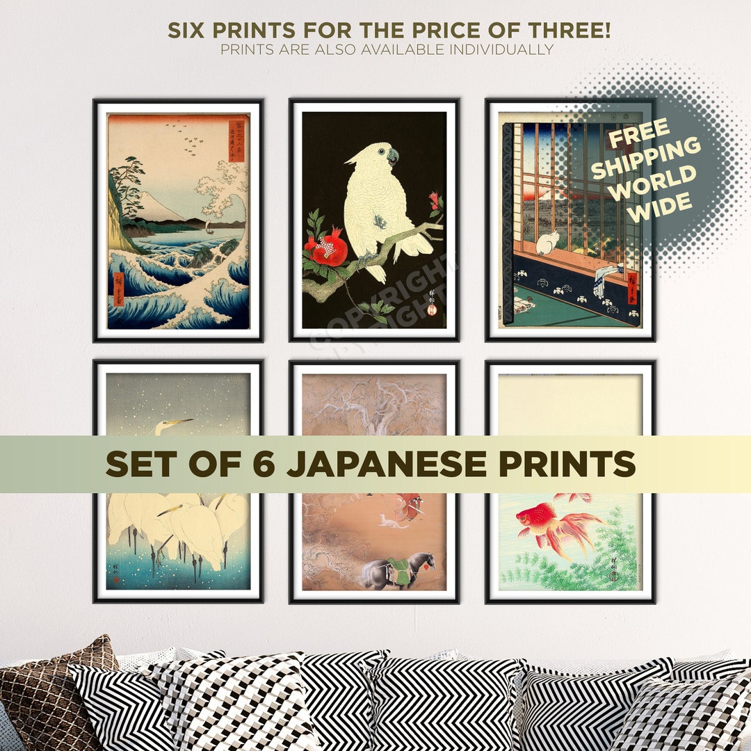 Set of Six Japanese Prints - 6 Classic Paintings - Photo Poster Wall