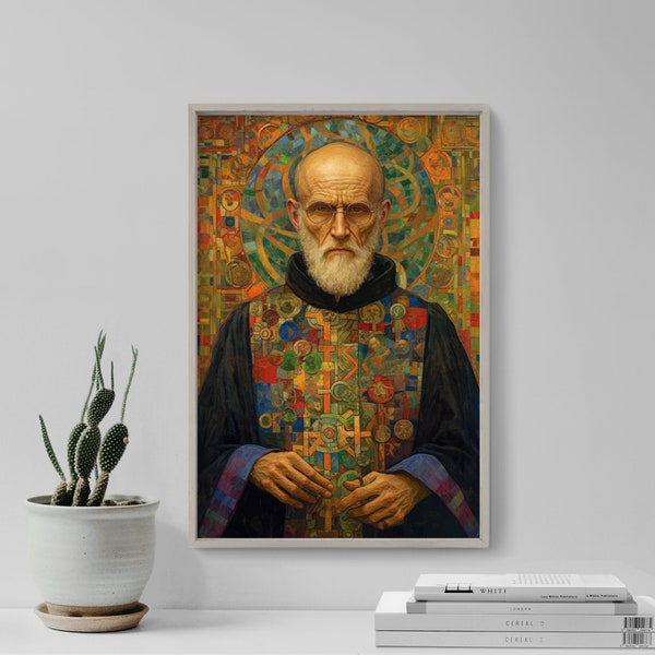 Meister Eckhart German Hero Inspired by Gustav Klimt / Foley - Art Print Poster Painting - Giclee Home Wall Décor