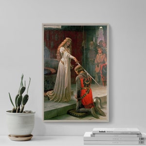Edmund Leighton - The Accolade (1901) - Classic Painting Photo Poster Print Art Gift Home Wall Decor - Edward Knighting the Soldier