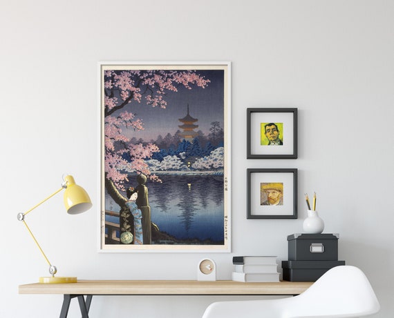 部屋が明るくなります木版画 秋の風景 約70cm