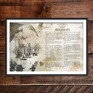 Bhagavad Gita Greatest Quotes - Original Art Print Featuring His Deepest Wisdom Photo Poster Gift - Hinduism Hindu Spiritual Text