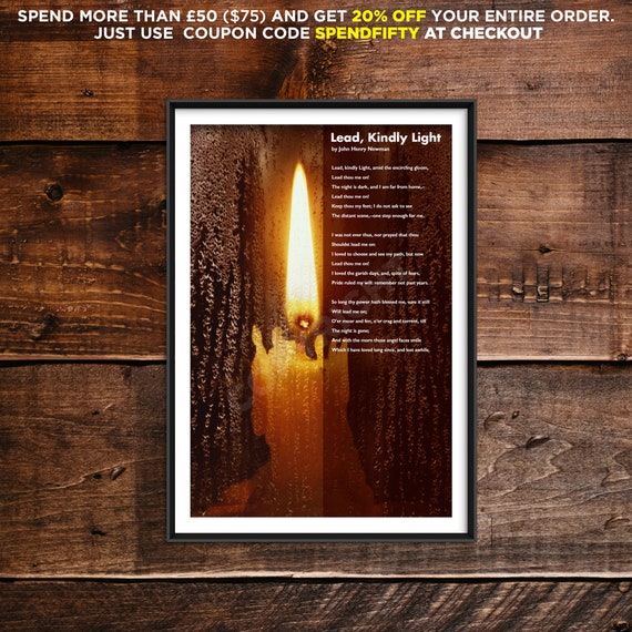 Lead Kindly Light Poem by John Henry Newman Art Print Etsy