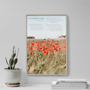 John McCrae Poem - In Flanders Fields - The Poppy Field - Poster Original Art Print Photo Wall Home Decor - Poem War Poetry
