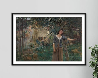 Jules Bastien Lepage - Jeanne d'Arc (1879) - Klassisk målning Fotoposter Konstgåva Väggdekoration Heminredning - Feminism Flicka Hjälte Feminist
