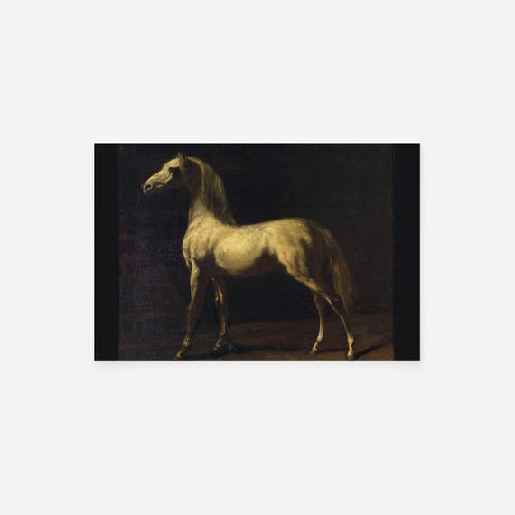 テオドール・ジェリコー - 灰色の馬 (1824) - クラシック絵画写真