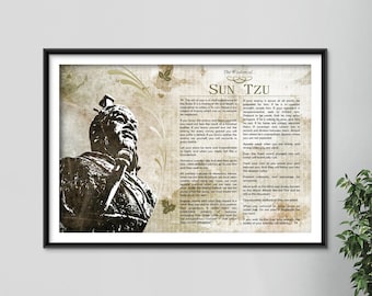 The Wisdom of Sun Tzu - Original Art Print Featuring His Greatest Quotes - Beautiful Glossy Photo Poster Gift The Art of War Philosophy