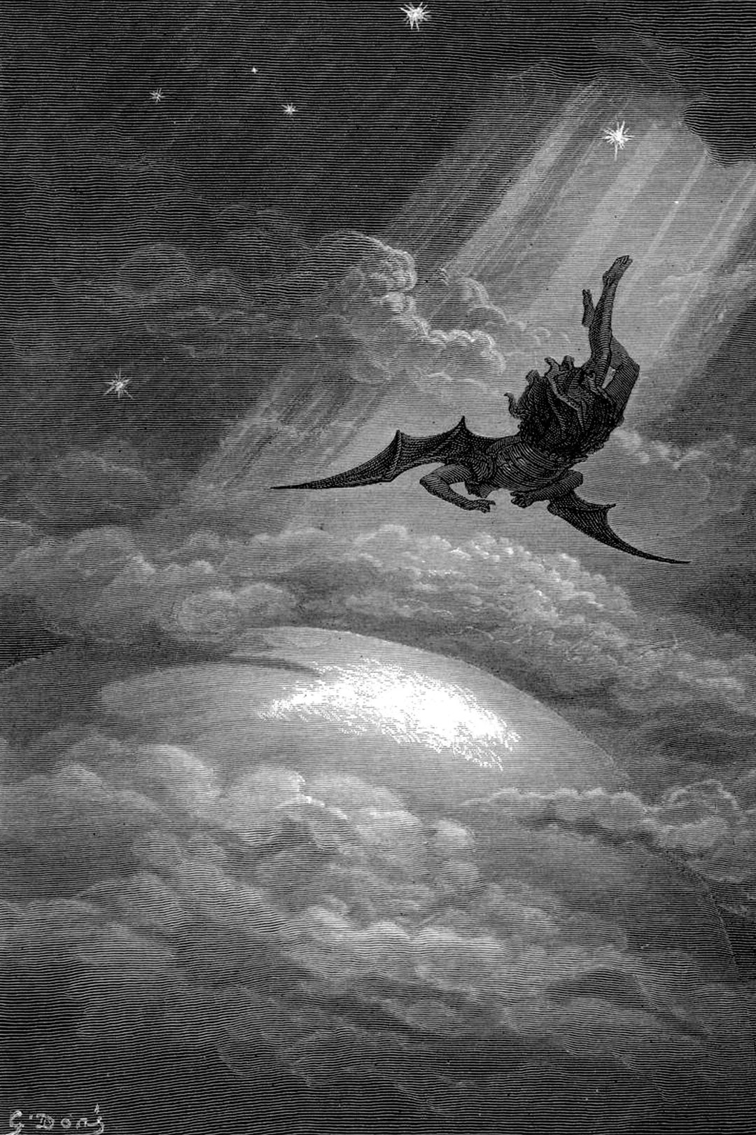 Gustave Dore - Satan Descends Upon Earth / Paradise Lost (1866