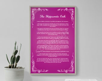 The Hippocratic Oath -  Doctor's Promise and Commitment - Original Poster Art Print Photo - Dr. Medicine Nurse NHS Duty of Care Modern