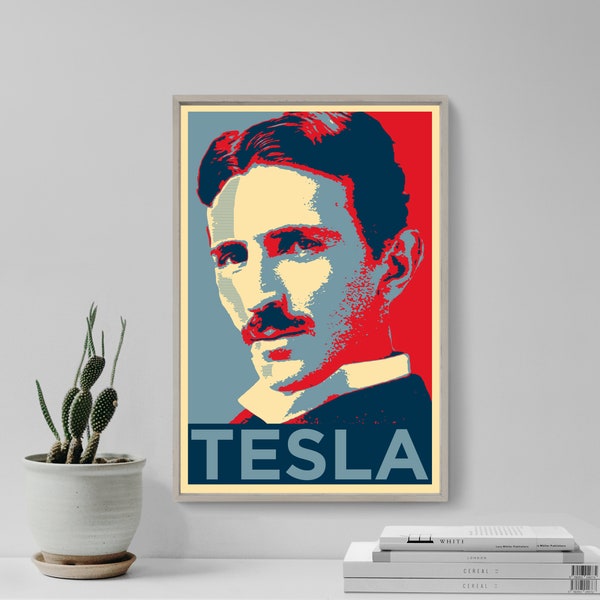 Nikola Tesla Original Art Print - Photo Poster Gift Wall Decor  - Hope Portrait, Serbian Scientist, Inventor, Electrical Engineer, Science