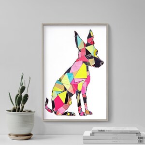 Painting of A Rat Terrier Covered in Colorful Pieces of Paper 2 - Art Print Poster Painting - Giclee Home Wall Décor
